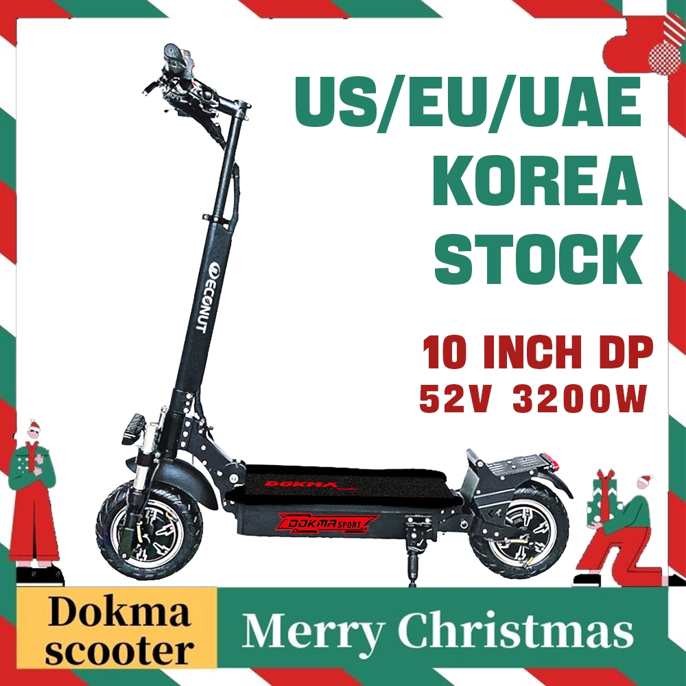 Dokma 10 Inch Dp Us EU UAE Dubai Korea Warehouse Stock Ready to Ship 52V 3200W 45-65kph off Road Electric E Scooter